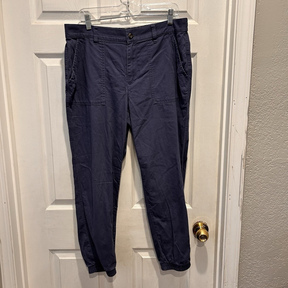 GAP‎ Womens Blue Cotton Lyocell Utility Jogger Pants Size L High Rise Minimalist